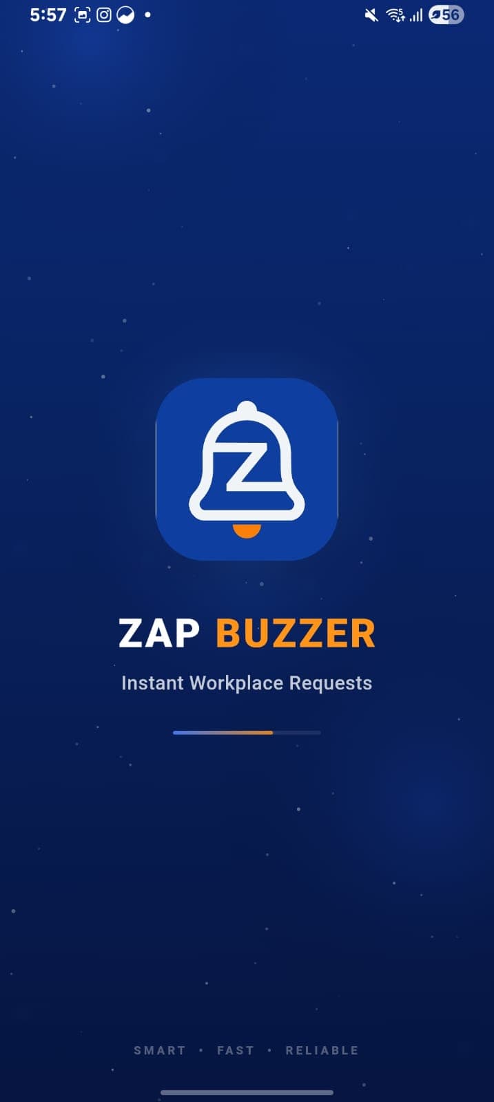 The ZapBuzzer app opening on a phone